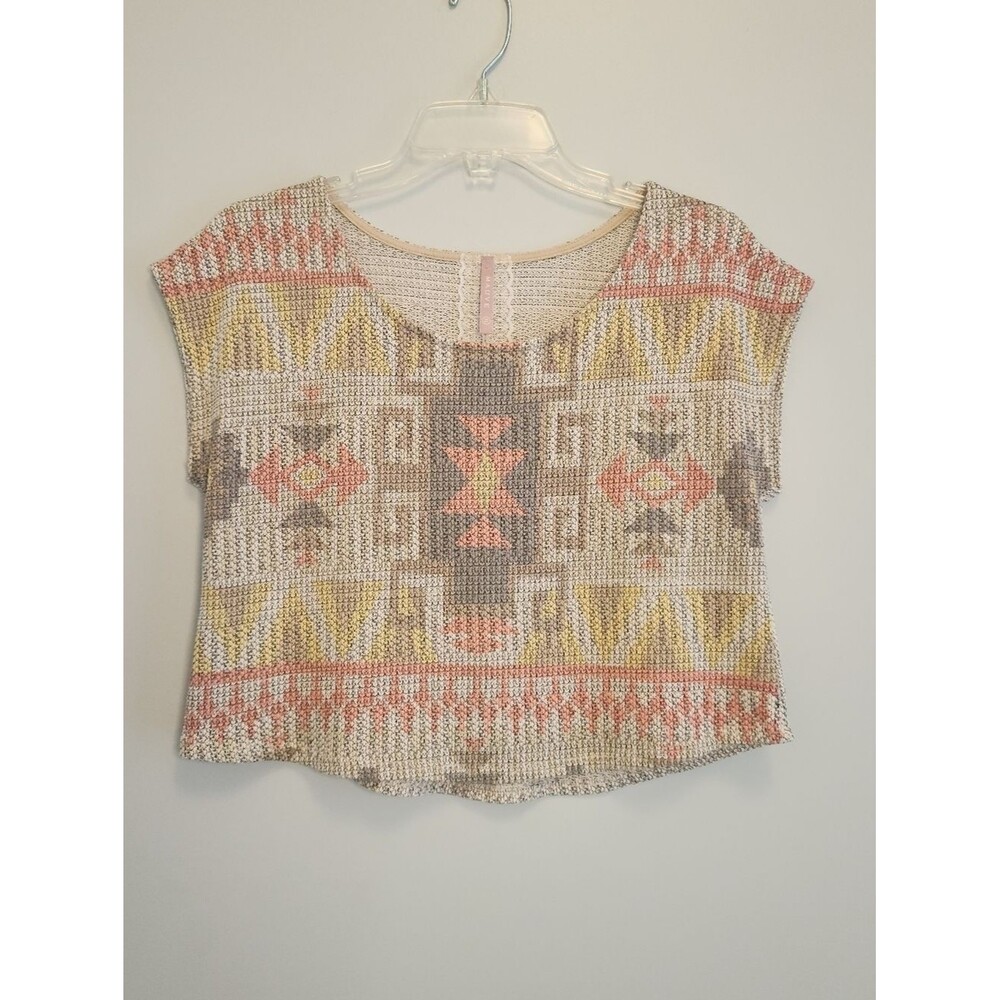 Mauve Womens Aztec Print Cropped Top Size XL Boho!